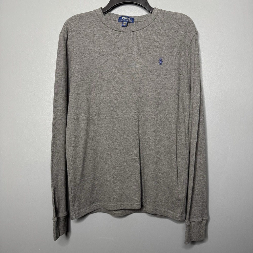 Boys‎ Polo Ralph Lauren Size XL/(18-20) Gray 100% Cotton Knit Long Sleeve Shirt